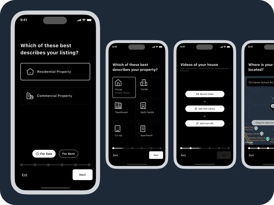 Listing form screenshots